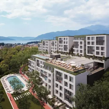 Bird's eye view of the residential complex with a swimming pool and landscaped courtyard. - image 25