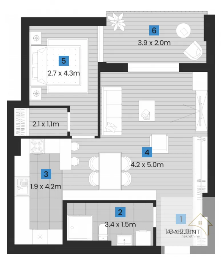 Sale, two bedroom apartment, 62m², Voždovac Sve Podlokacije, Beograd