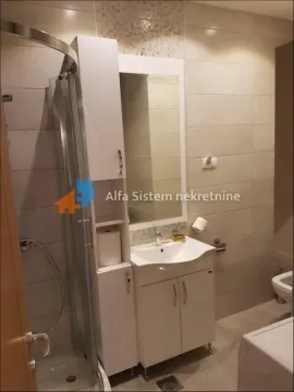 Kupatilo opremljeno tuš kabinom, umivaonikom sa ormarićem i ogledalom. - image 4