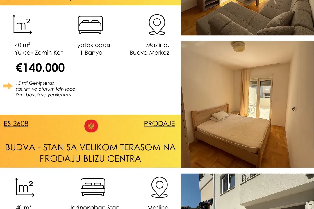 Prodaja, jednosoban stan, 40m², Golubovina, Budva