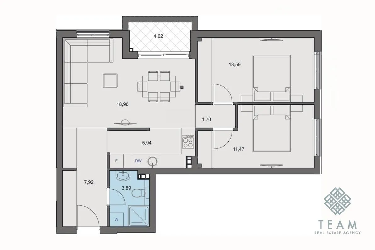 Sale, two bedroom apartment, 67m², Rozino, Budva