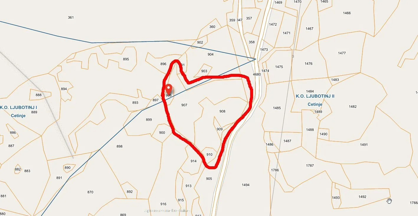 Prodaja, plac, 9889m², Obzovica, Cetinje
