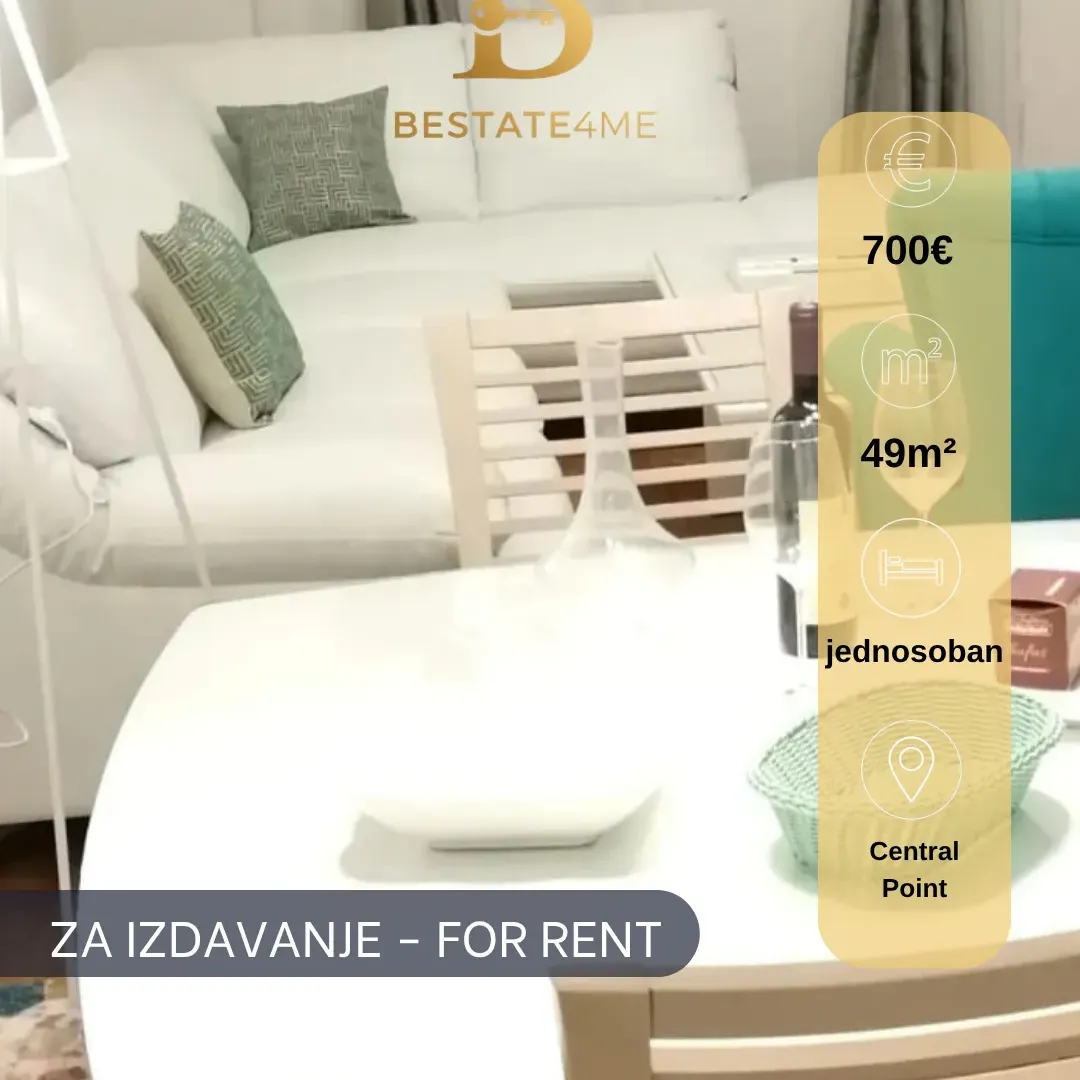 Rent, one bedroom apartment, 49m², Central Point, Podgorica