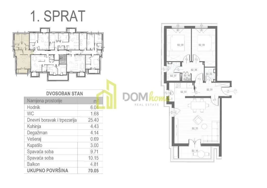 Prodaja, dvosoban stan, 70m², Tološi, Podgorica