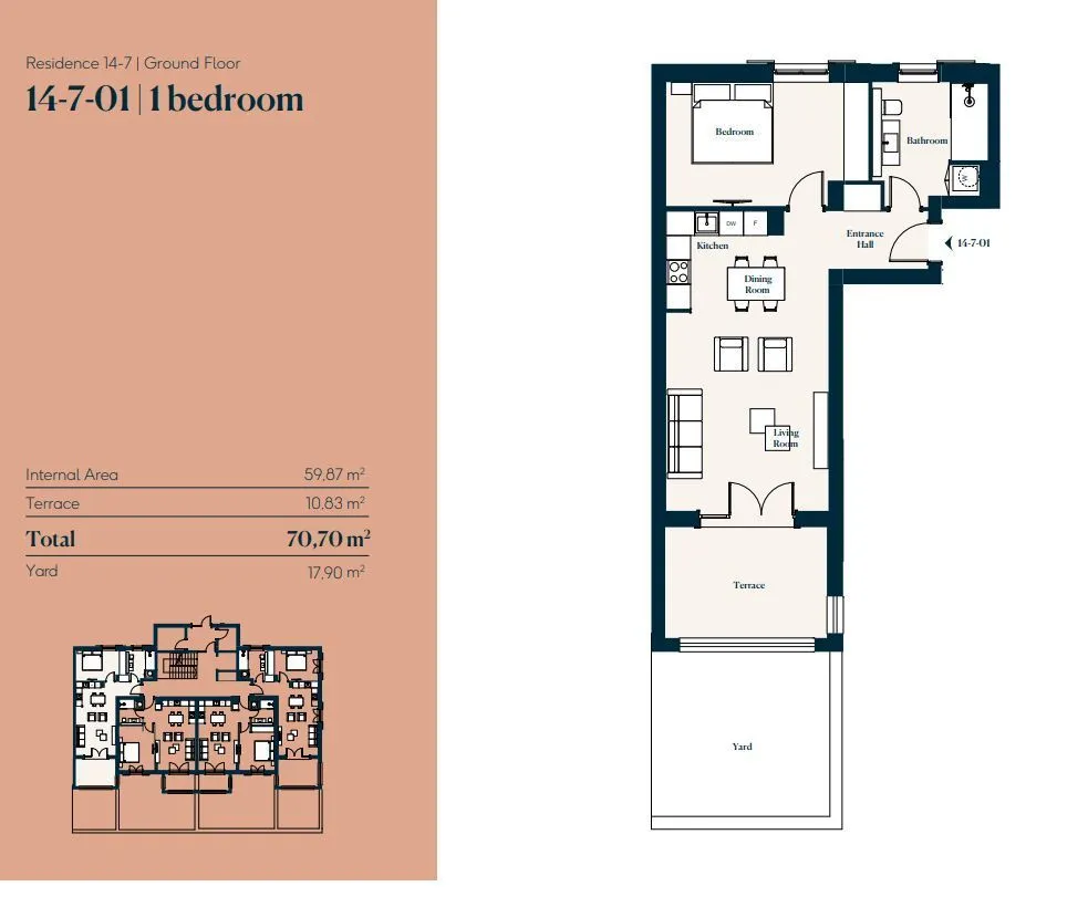 Sale, one bedroom apartment, 70m², Luštica, Tivat