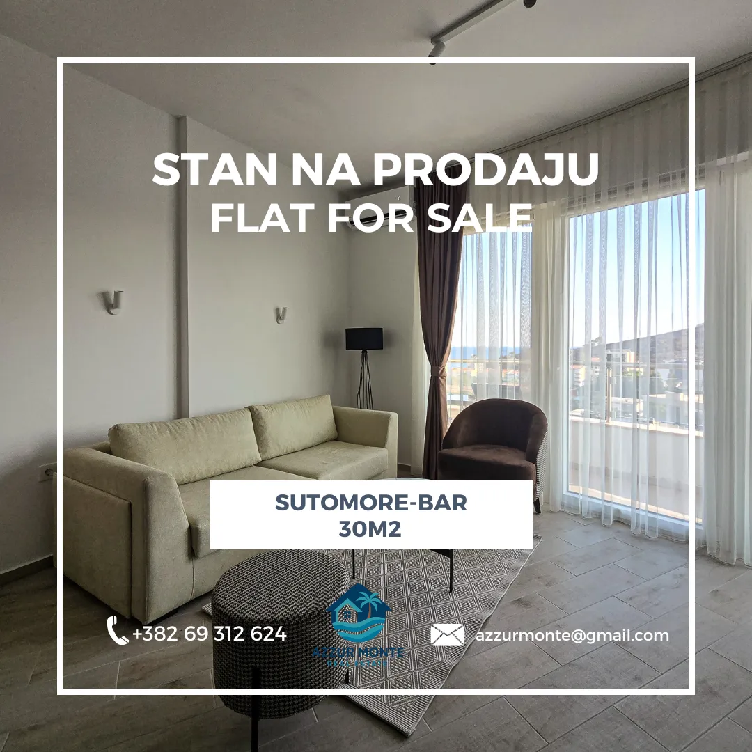 Sale, studio apartment, 30m², Sutomore, Bar