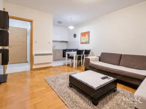 Dnevna soba sa garniturom, stočićem i trpezarijskim dijelom u pozadini. - image 2