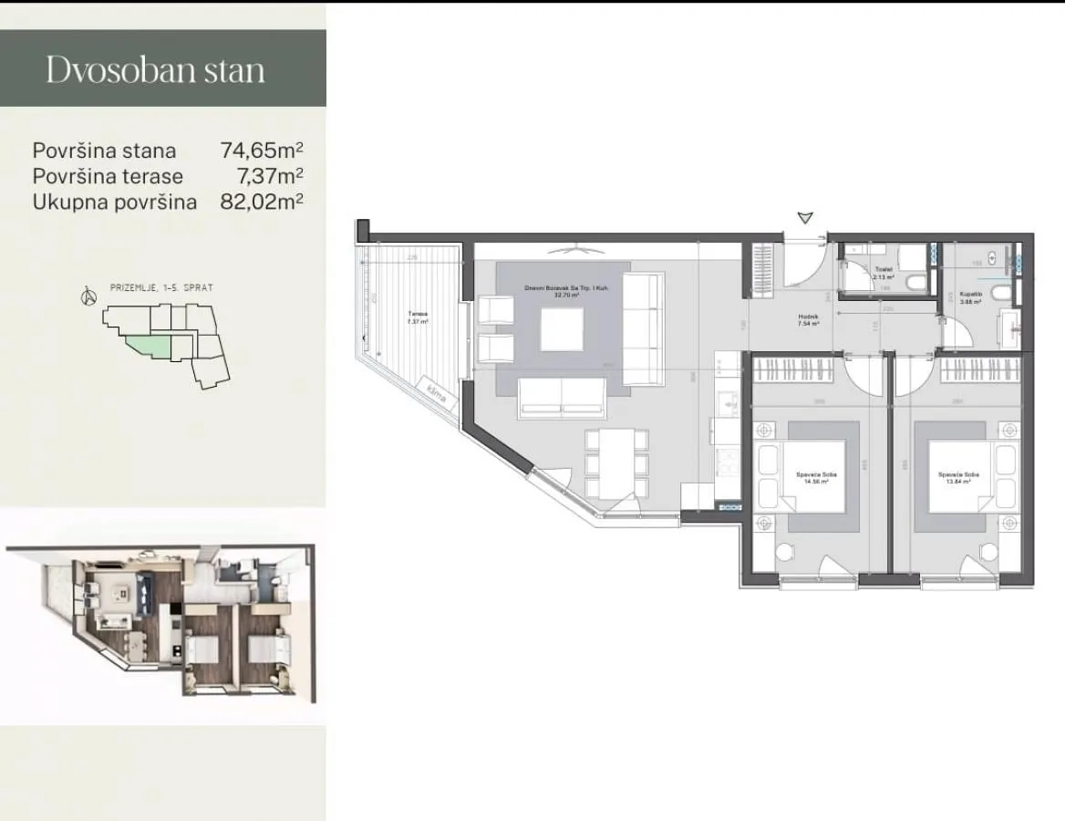 Prodaja, dvosoban stan, 66m², Bar, Crna Gora