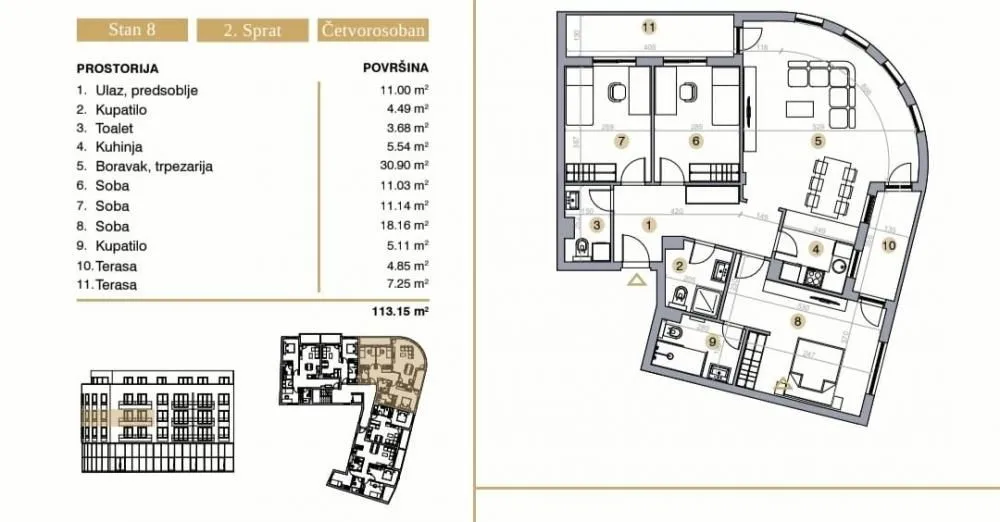 Sale, four bedroom apartment, 113m², Bežanija, Beograd