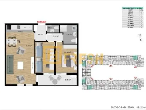 Prodaja, dvosoban stan, 68m², Stari Aerodrom, Podgorica - image 2