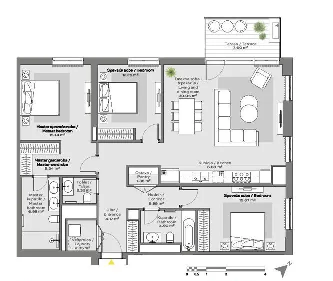 Sale, four bedroom apartment, 125m², Beograd Na Vodi, Beograd