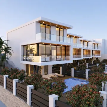Exterior view of a modern residential building with a swimming pool and landscaped yard. - image 4