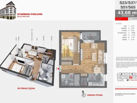 Prodaja, dvosoban stan, 44m², Centar, Novi Sad - image 2
