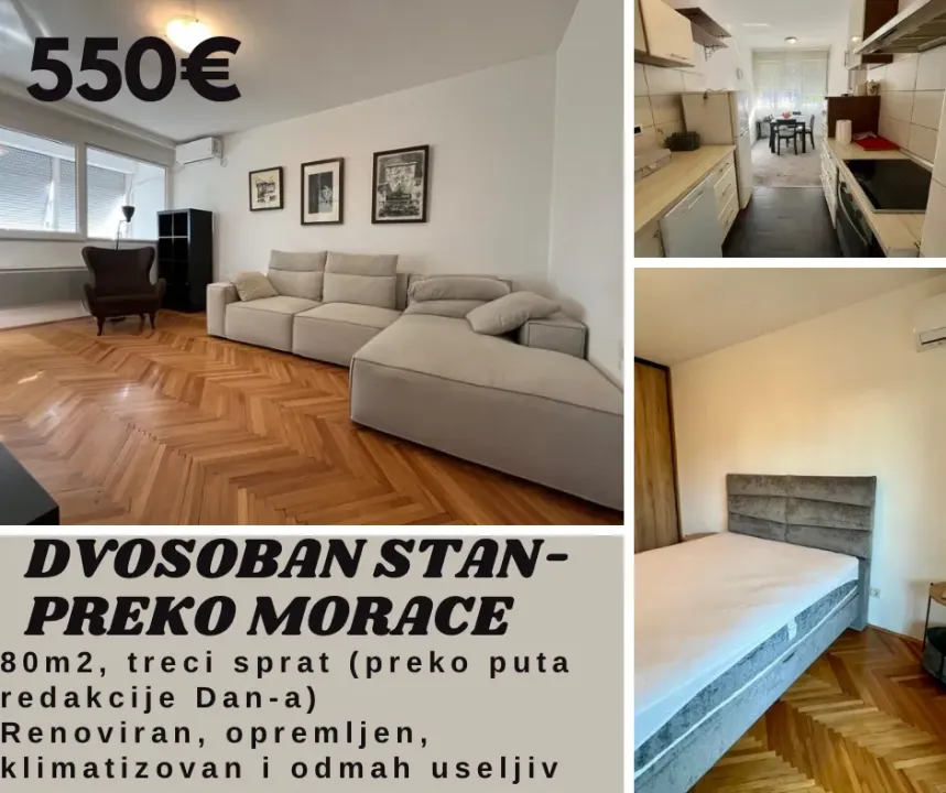 Rent, two bedroom apartment, 80m², Preko Morače, Podgorica