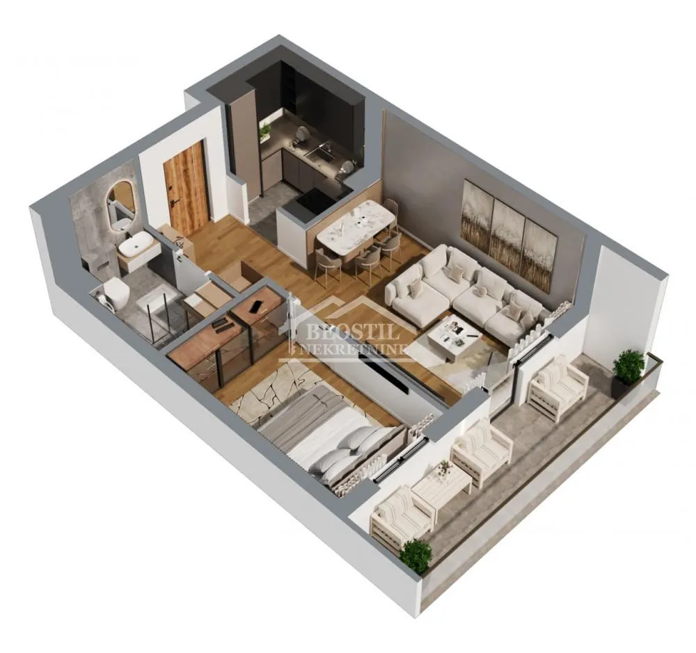 Sale, one bedroom apartment, 45m², Bežanija, Beograd