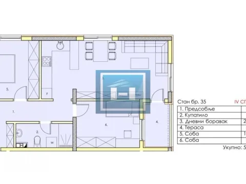 Sale, two bedroom apartment, 59m², Centar, Jagodina