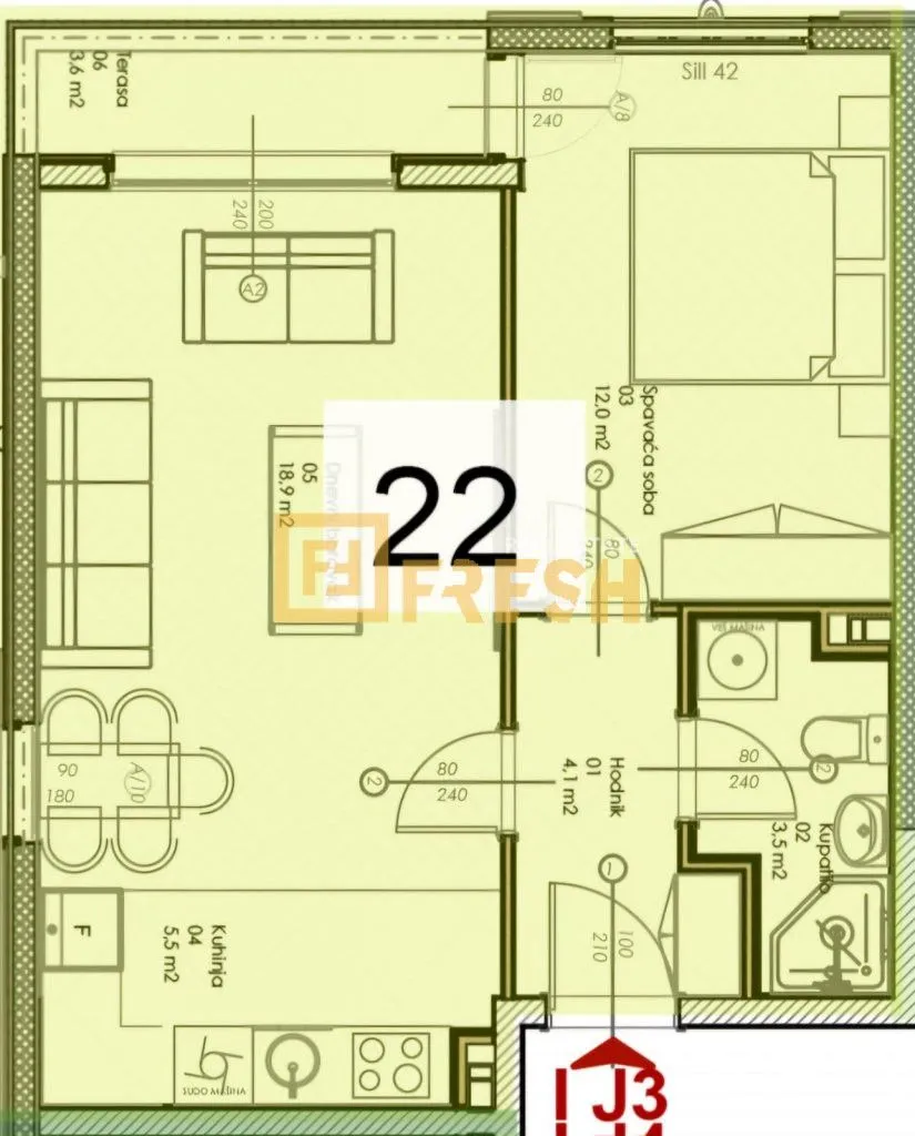 Prodaja, jednosoban stan, 47m², Zabjelo, Podgorica