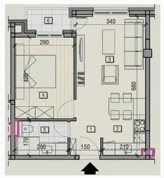 Osnova stana sa prikazom rasporeda prostorija i dimenzijama. - image 3