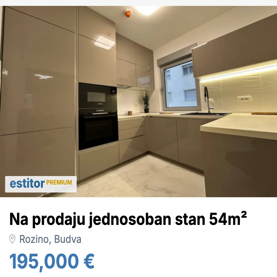 Prodaja, jednosoban stan, 54m², Rozino, Budva