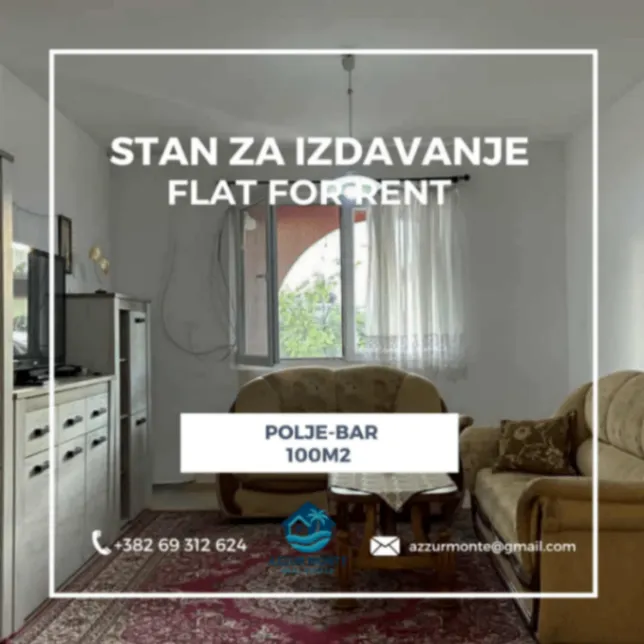 Izdavanje, dvosoban stan, 100m², Polje, Bar