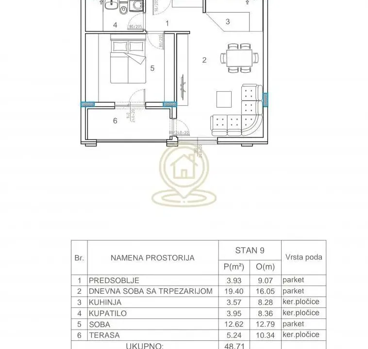 Sale, one bedroom apartment, 47m², Medijana, Niš