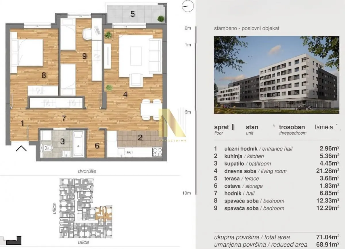 Sale, three bedroom apartment, 70m², Telep, Novi Sad Sve Podlokacije