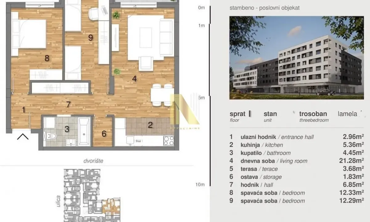 Sale, three bedroom apartment, 70m², Telep, Novi Sad Sve Podlokacije