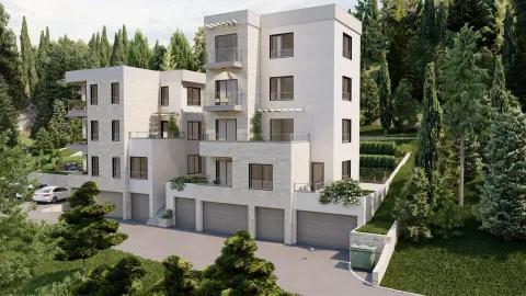 Pogled na spoljašnjost moderne stambene zgrade sa više spratova i garažama. - image 5