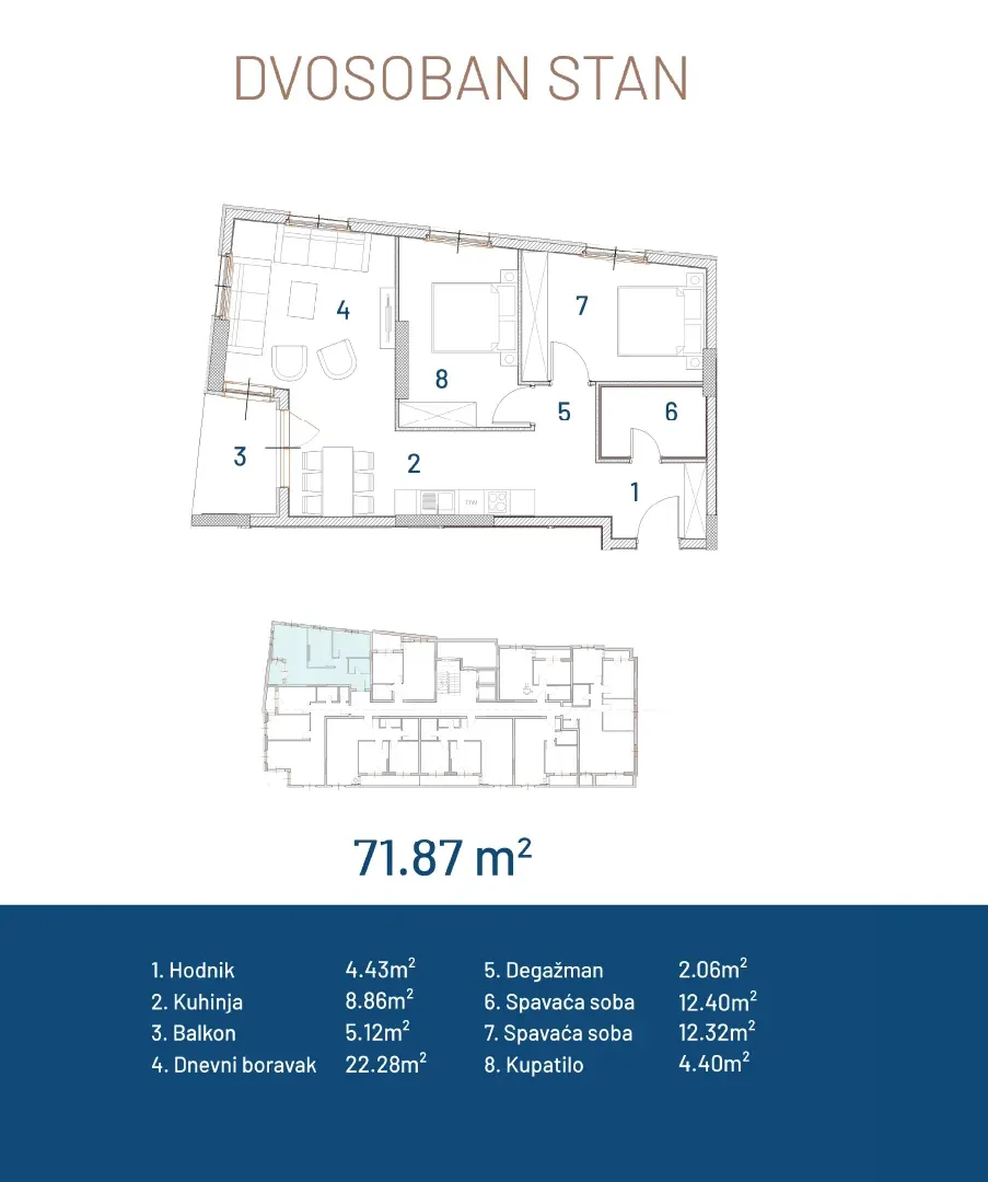 Sale, two bedroom apartment, 72m², Ilino, Bar