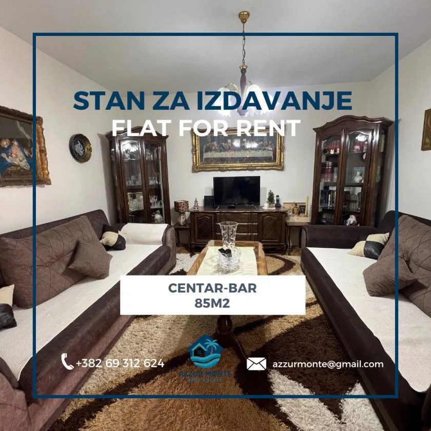 Izdavanje, stan, 85m², Centar, Bar