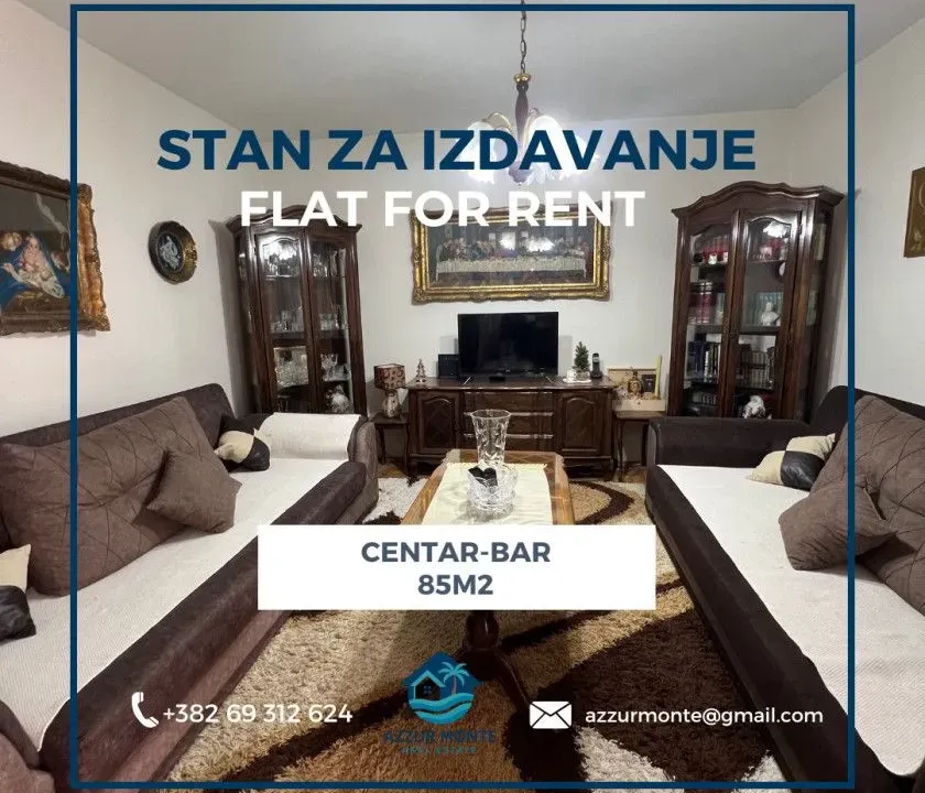 Izdavanje, stan, 85m², Centar, Bar