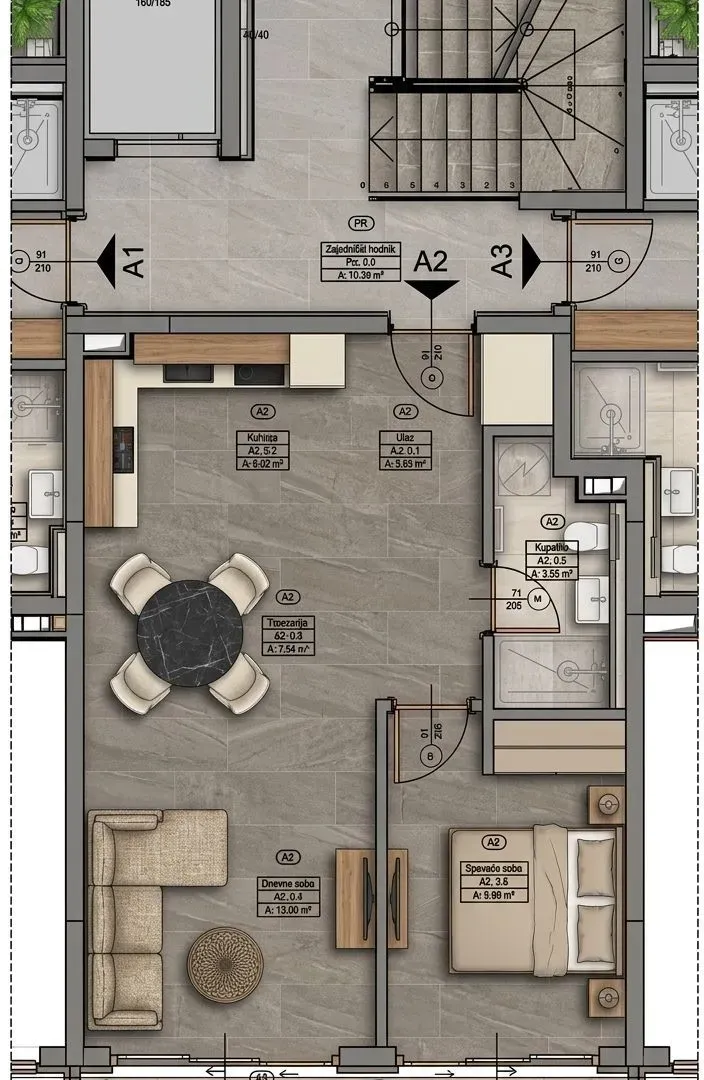 Izdavanje, jednosoban stan, 53m², Pod Kuk, Tivat