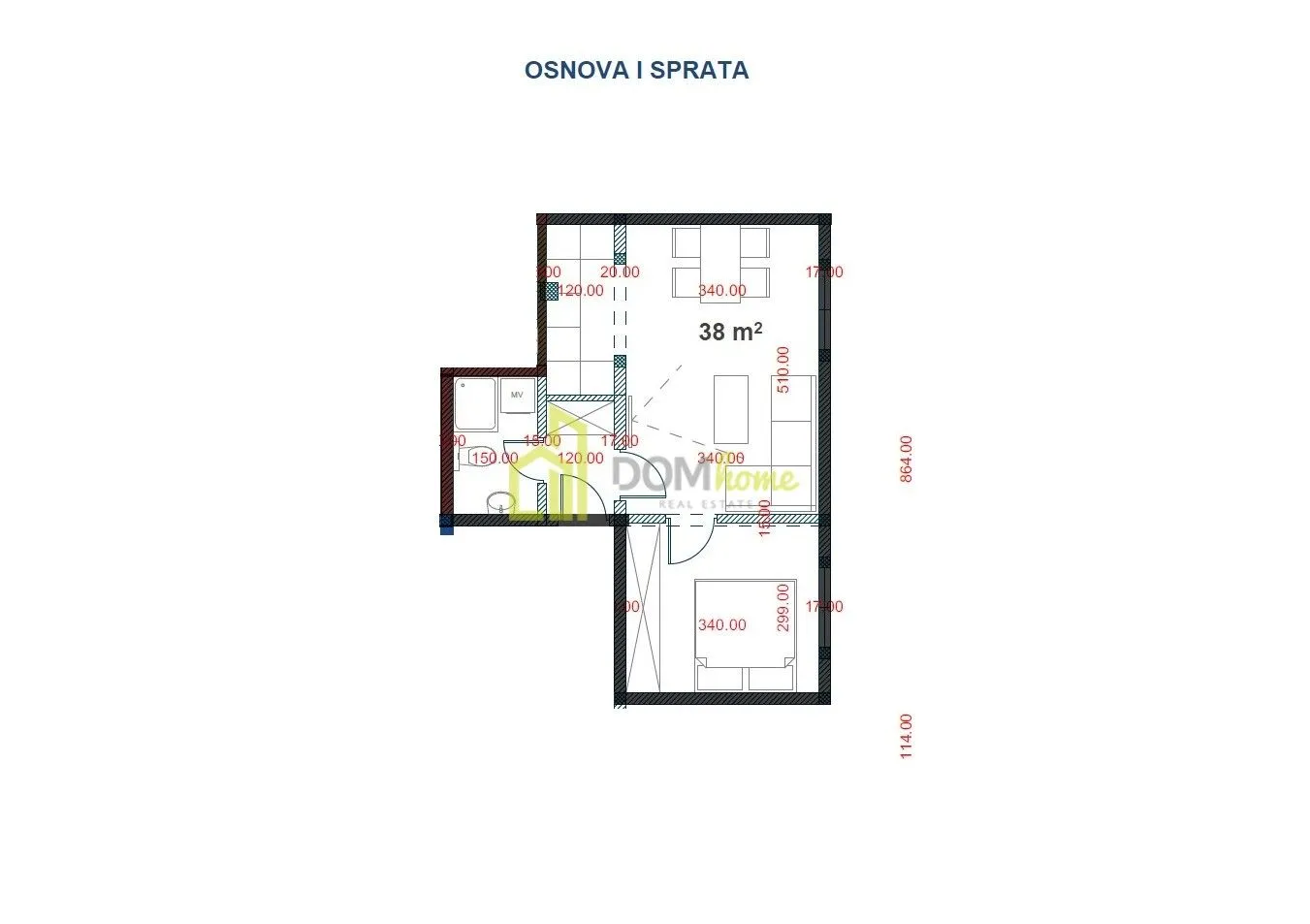 Prodaja, jednosoban stan, 38m², Blok 9, Podgorica