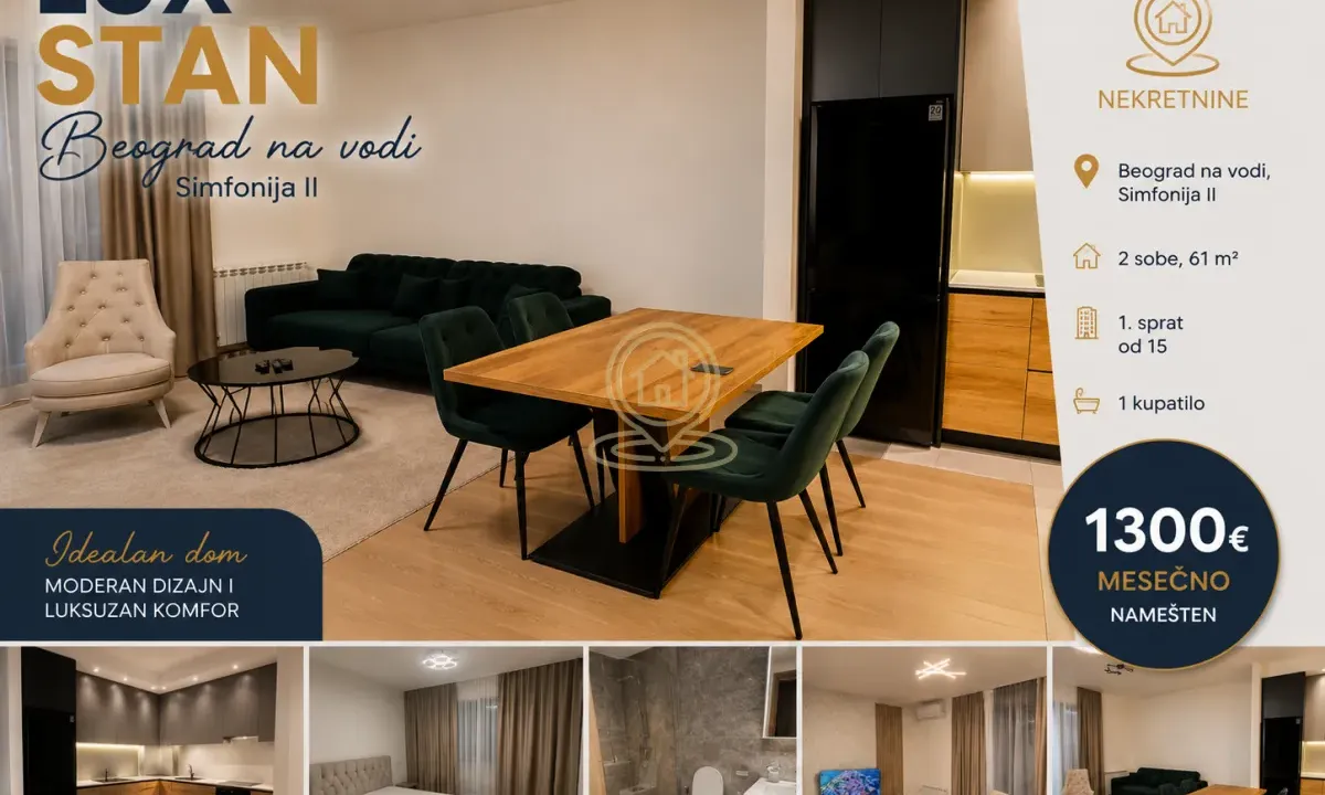 Rent, two bedroom apartment, 61m², Savski Venac, Beograd