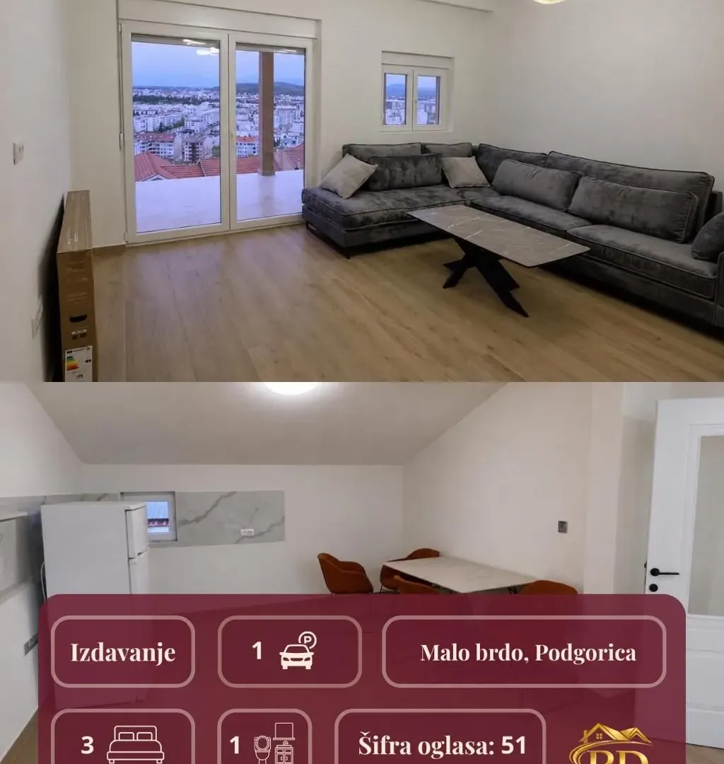 Rent, three bedroom apartment, 125m², Momišići, Podgorica