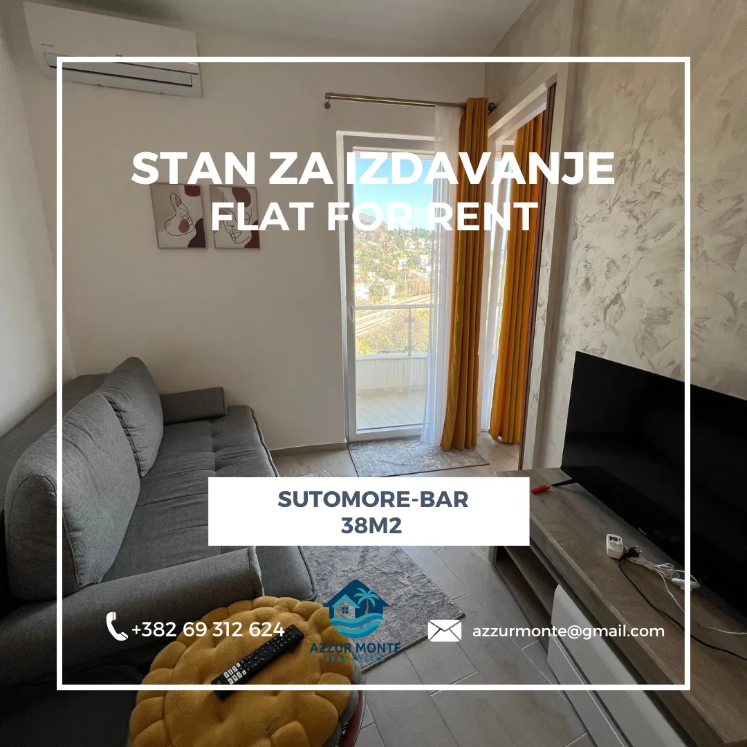 Rent, one bedroom apartment, 38m², Sutomore, Bar