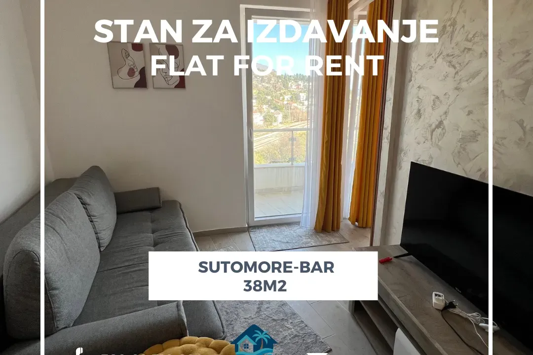 Rent, one bedroom apartment, 38m², Sutomore, Bar