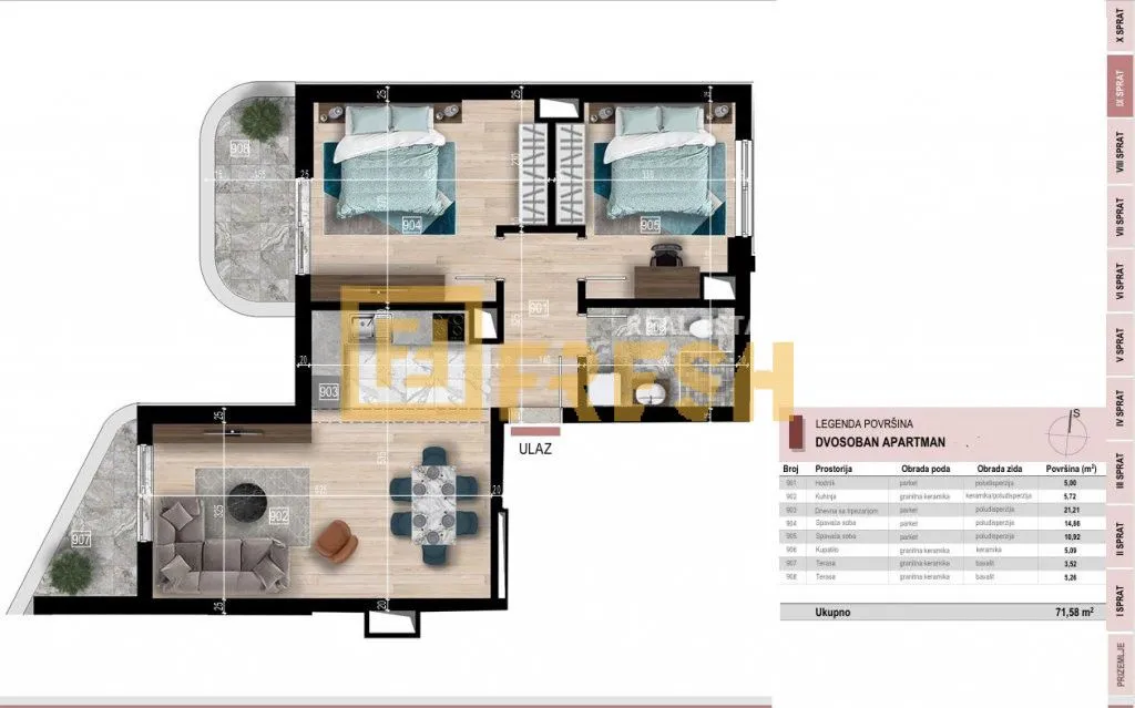 Prodaja, dvosoban stan, 71m², Bečići, Budva