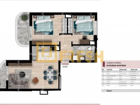 Sale, two bedroom apartment, 71m², Bečići, Budva - image 12