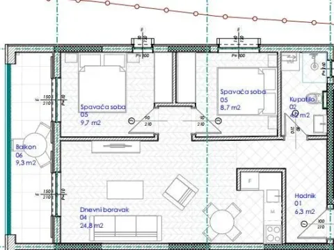 Sale, two bedroom apartment, 63m², Lazi, Budva - image 10