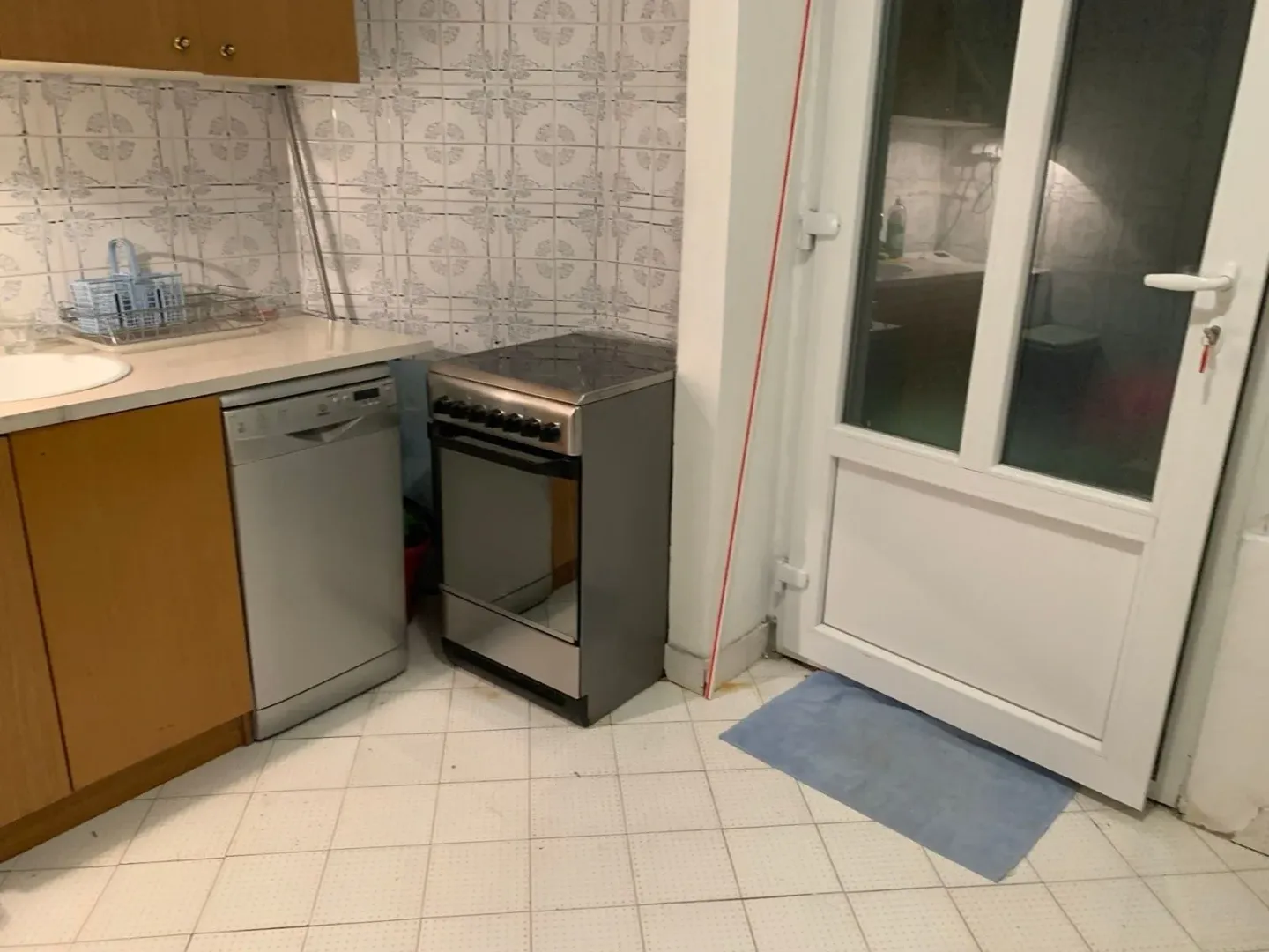 Manja kuhinja sa štednjakom, mašinom za sudove i izlazom na terasu.