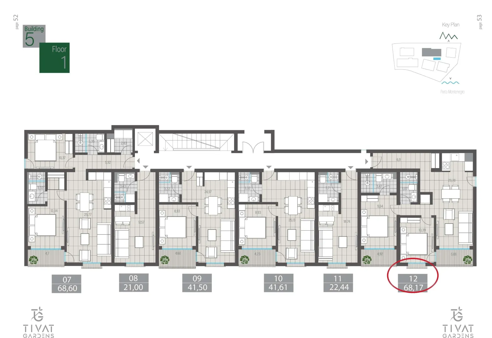 Prodaja, dvosoban stan, 68m², Centar, Tivat
