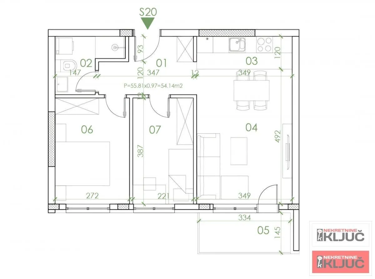 Sale, two bedroom apartment, 54m², Telep, Novi Sad Sve Podlokacije