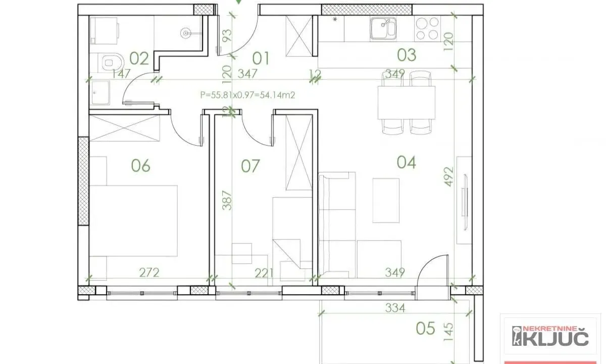 Sale, two bedroom apartment, 54m², Telep, Novi Sad Sve Podlokacije