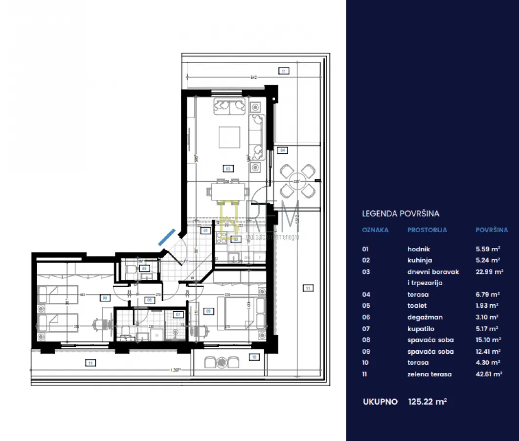 Prodaja, dvosoban stan, 125m², Podgorica, Crna Gora
