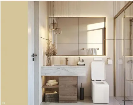 Modern bathroom with a washbasin, mirror, and toilet. - image 3