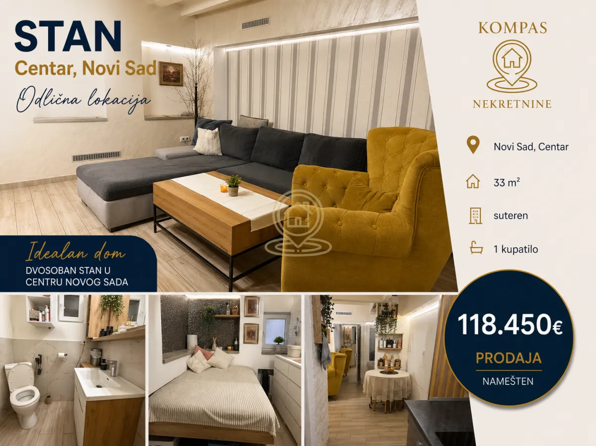 Prodaja, dvosoban stan, 33m², Centar, Novi Sad