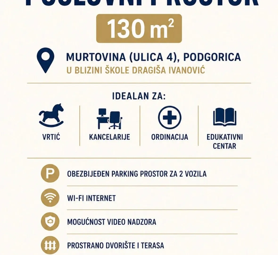 Rent, office space, 130m², Murtovina, Podgorica