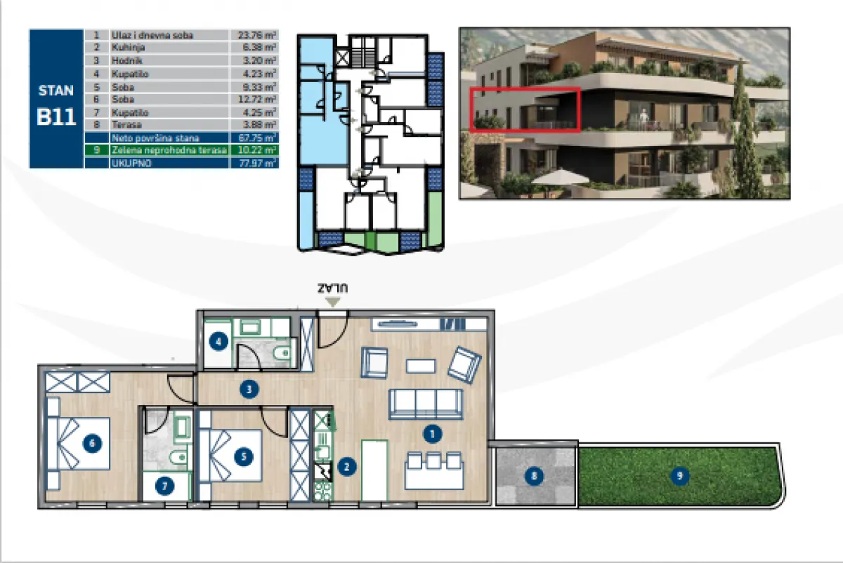 Prodaja, dvosoban stan, 66m², Kotor, Crna Gora