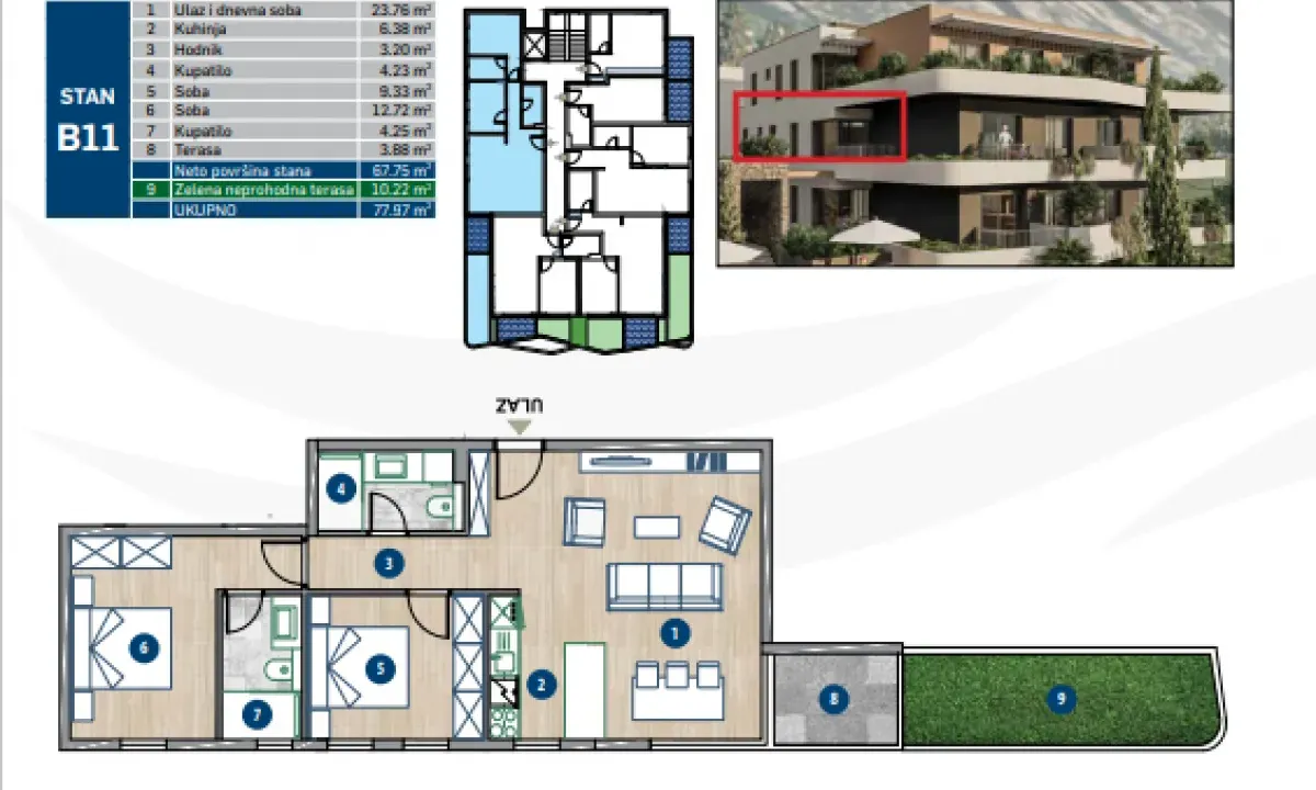 Prodaja, dvosoban stan, 66m², Kotor, Crna Gora